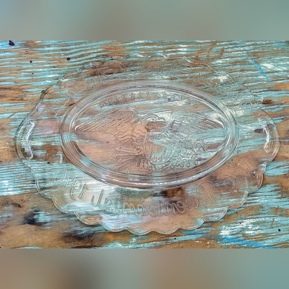 Vintage 1976 Bicentennial Clear Glass Small Platter - Picture 7 of 10